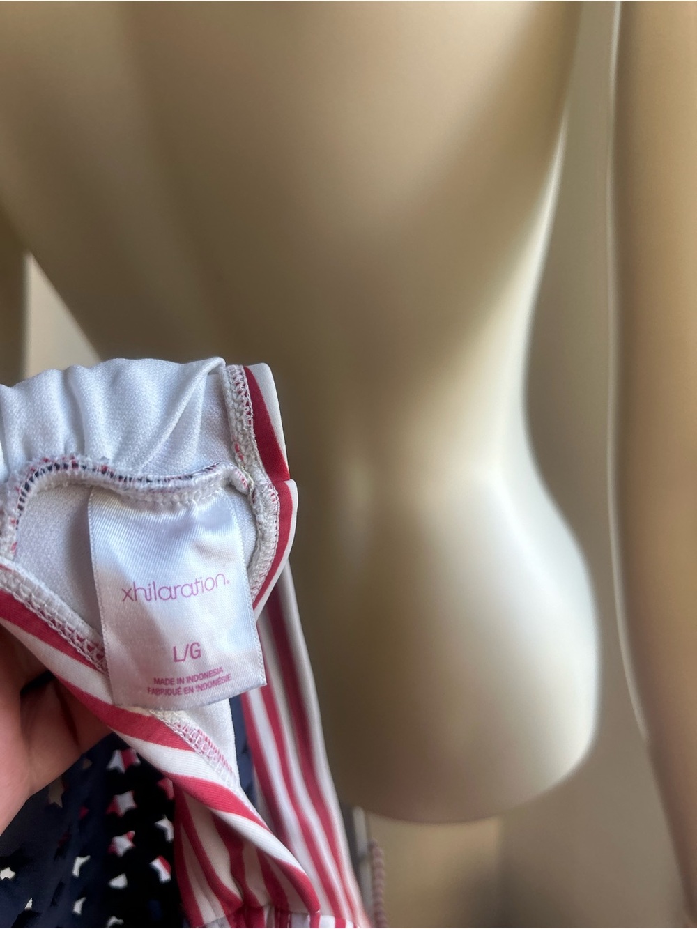Xhilaration Red and White Striped Bikini Top with Navy Stars l swim top - Picture 3 of 8
